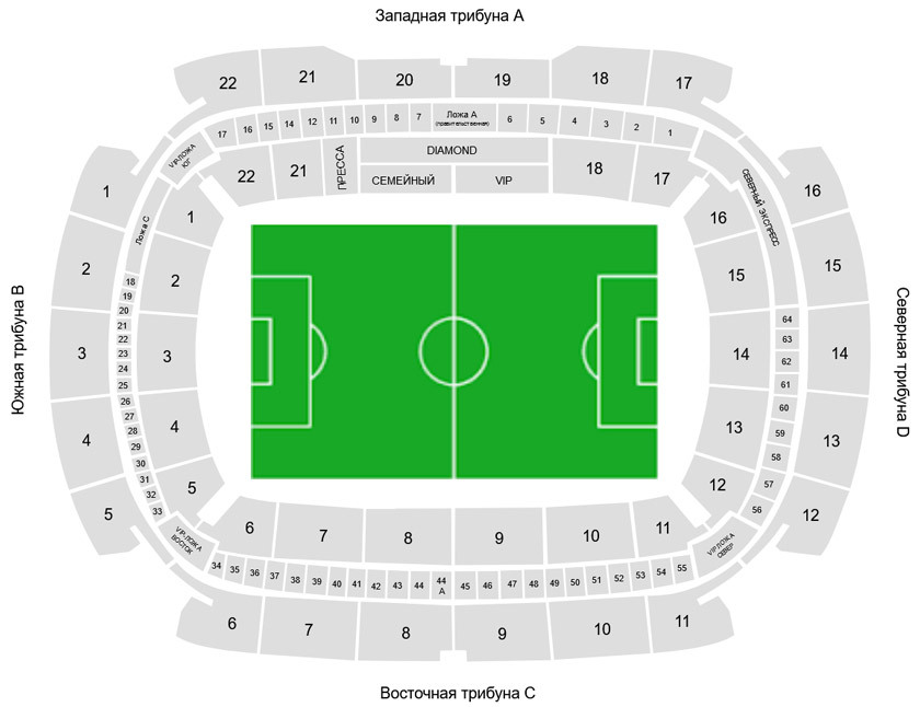 Стадион локомотив схема трибун с местами по секторам